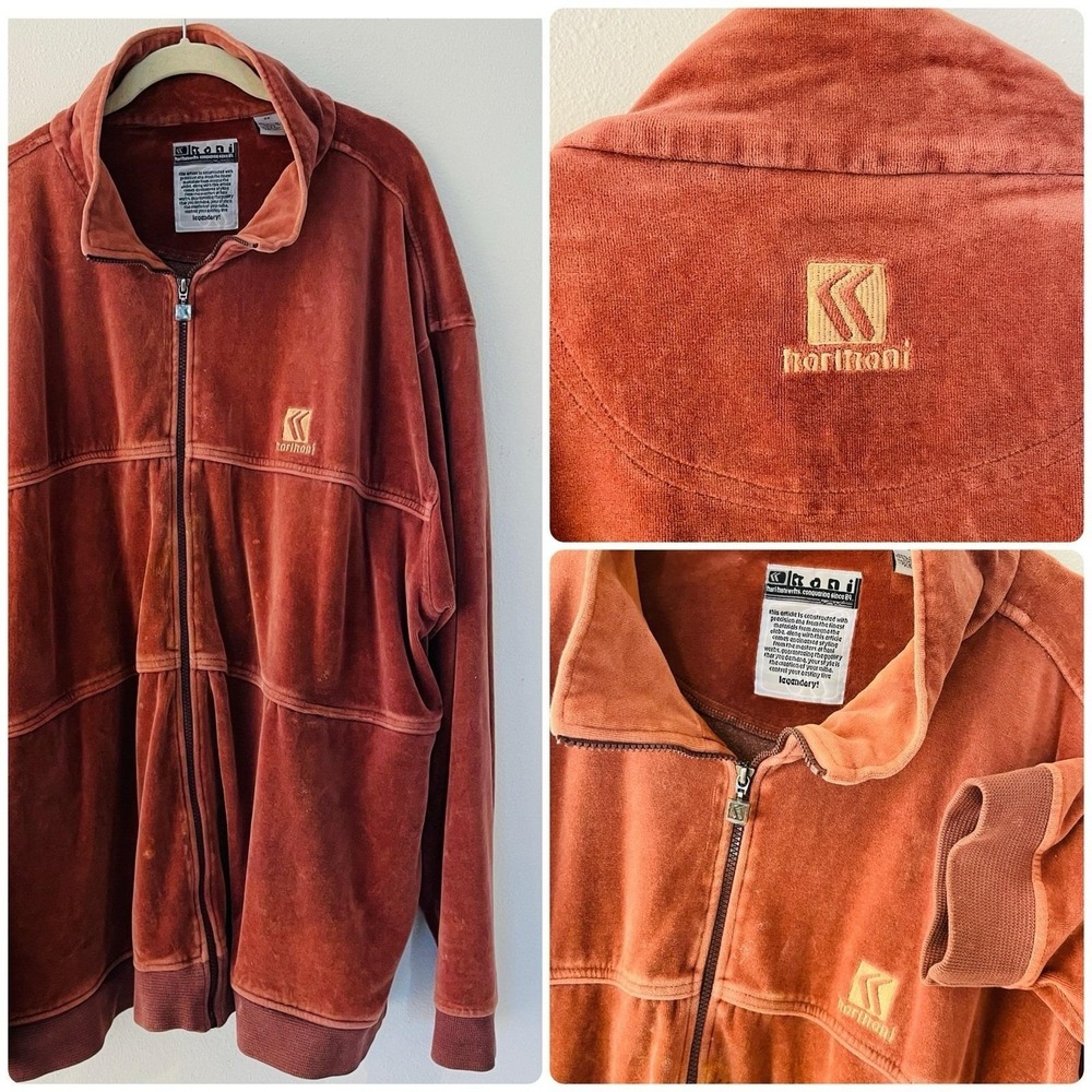 Karl Kani Orange Velour Tracksuit Jacket 90s Hip‎ Hop 3X 3XL  streetwear
